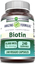 Amazing Formulas Biotin 10000 Mcg Veggie Capsules, Non-GMO, Gluten Free, 240 Count