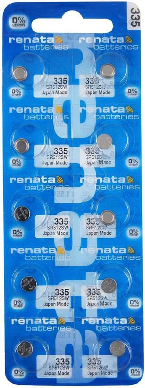 Renata 335 SR512SW Batteries, 1.55V Silver Oxide 335 Watch Battery (10 Count)