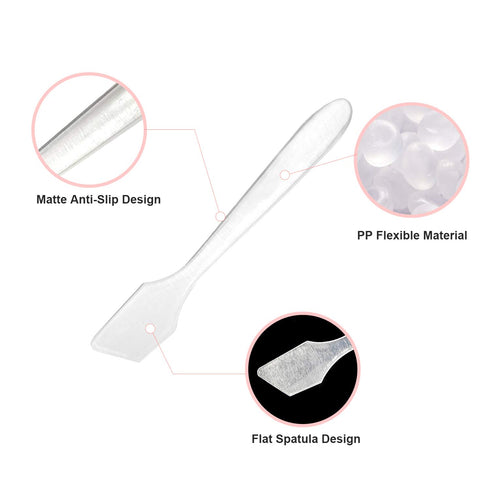 SumDirect Mini Disposable Plastic Cosmetic Spatulas - 100 Pcs Frosted Clear Skincare Makeup Mask Spatula