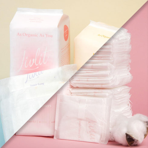 Livlit Ultra Thin Panty Liners, 100% Certified Organic Cotton, Light Absorbency, Chlorine Free, Unscented, 40 Count