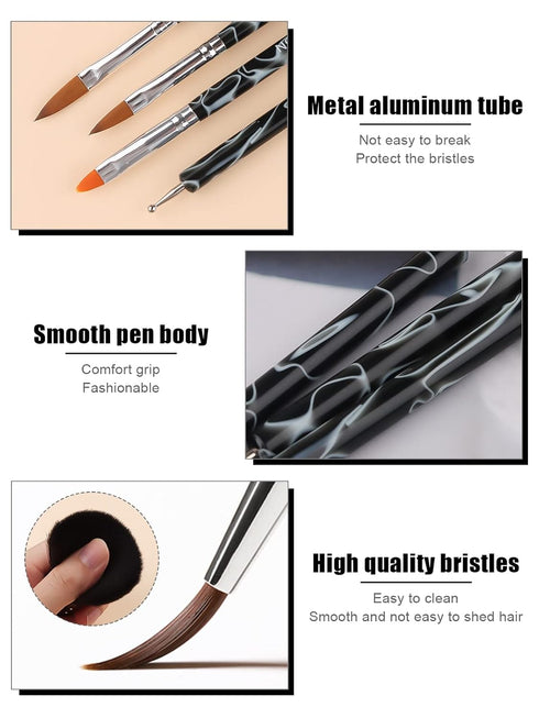 TOROKOM 19Pcs Acrylic Nail Brush Set, Nail Brushes for Nail Art Pen, Gel Nail Polish Brush, Nail Design Brush