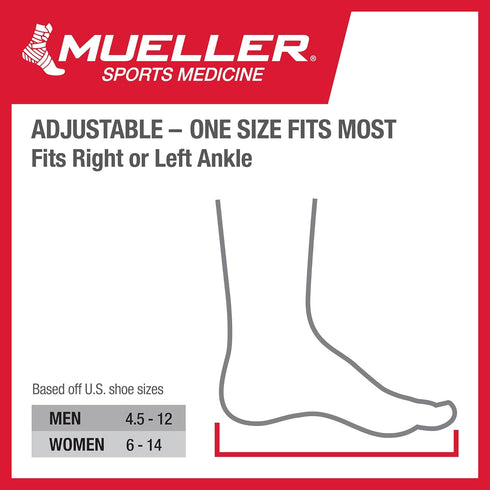 MUELLER Sports Medicine Green Adjustable Ankle Support Brace, Pain Relief for Men & Women, One Size