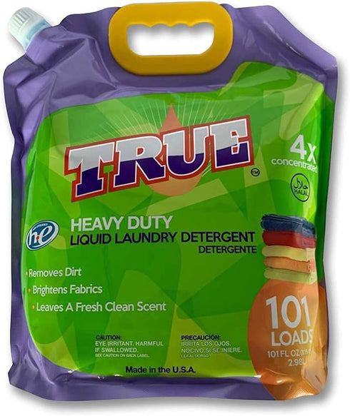 True Laundry Detergent, 101 Fluid Ounces, 101 Loads, Liquid, 4x Concentrated, Made in USA & Halal