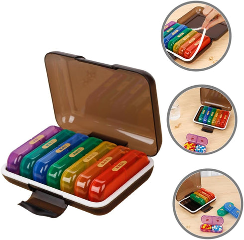 NOLITOY Cute Organizer Weekly Pill Case Portable Medicine Box Lock Daily Pill Dispenser for Travel Small Organizer