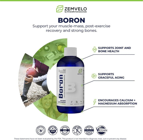 Liquid Boron, 3 Month Supply for Graceful Aging and Calcium/Magnesium Absorption