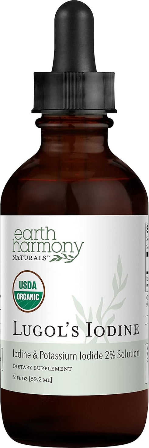 Organic Lugol's Iodine - Iodine and Potassium Iodide 2% Solution, Liquid Supplement Drops for Thyroid Support, 395