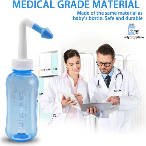 Nasal Wash Bottle, Abnaok Sinus Rinse and Nasal Irrigation Device, Perfect for Adult & Kid (500ML Blue)