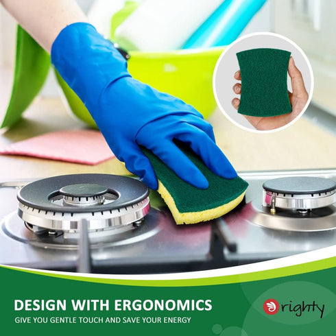 ORIGHTY Heavy Duty Cellulose Scrub Sponges - 24 Count, Powerful Scrubbing & Cleaning for Dishes and Kitchen