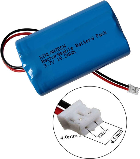 3.7v 5200mah Rechargeable Lithium Battery Pack with JST PH2.0-2Pin Plug for Bluetooth Speaker, Solar Light, Outdoor