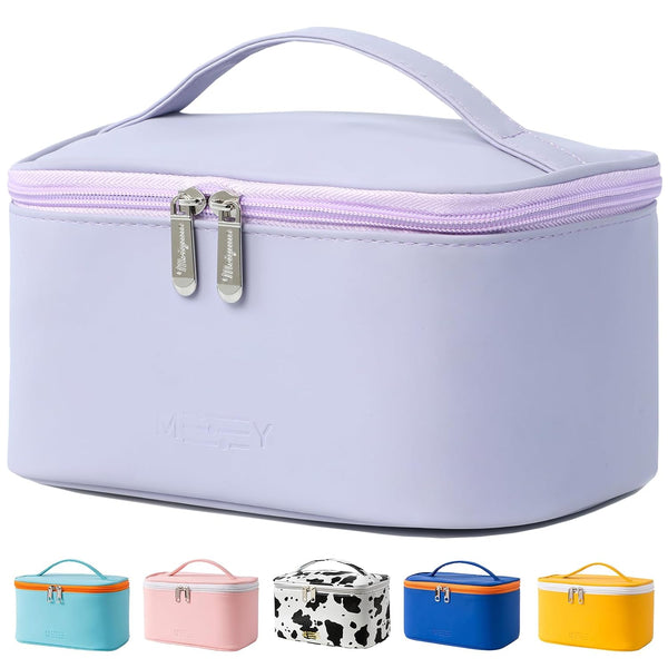 Meiyuuo Small Makeup Bag Cosmetic Organizer Waterproof Zipper Pouch for Women (Light Lavender Purple)