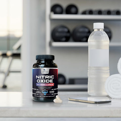 Extra Strength Nitric Oxide Supplement, L Arginine 3X Strength, Citrulline Malate, 60 Capsules