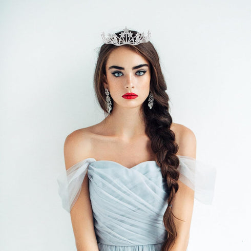 Lurrose Star Shaped Rhinestone Crowns, Bridal Tiaras Headpiece for Wedding Ceremony Party