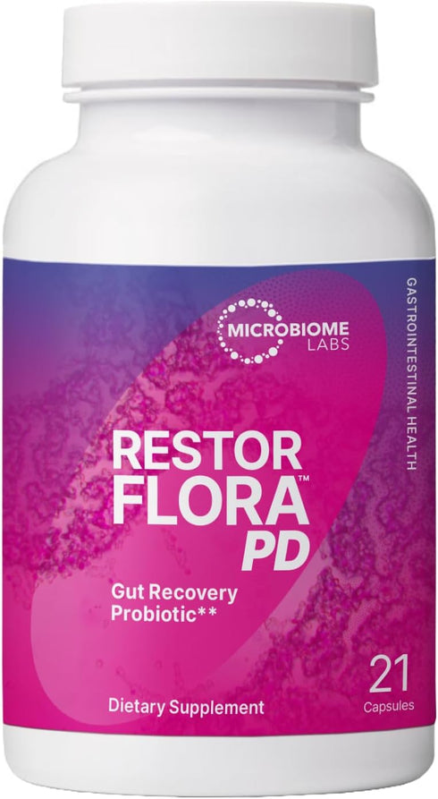 Microbiome Labs RestorFlora PD | Daily Probiotics with Saccharomyces Boulardii for Digestive Health | 21 Capsules