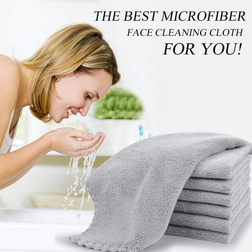 SUNLAND Microfiber Face Cloth, Reusable Makeup Remover Facial Cleansing Towel, 12inchx12inch, 6 Pack Grey