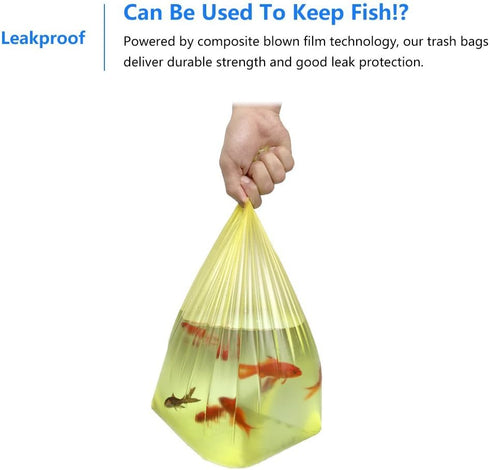 Small 4 Gallon Trash Bags with Quick-Dispense, Cute Compact Package, 100 Count (Yellow)