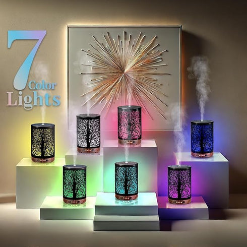 Set, 7 6 Pack Oil Diffuser with Essential Oils Aromatherapy Diffuser with Color Lights and Auto Shut-Off, Cool Mist