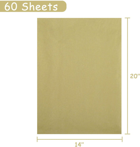 KESOTE Gold Tissue Paper, 14" x 20" Bulk Wrapping Paper for Crafts, Gift Wrap, Floral, Holidays - 60 Sheets