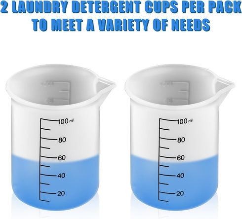 2pcs Silicone Measuring Cup for Laundry Detergent Dispenser, Liquid Detergent with Scale Marks for Precise Measurement