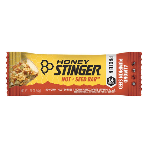 Honey Stinger Nut + Seed Bar, Almond Pumpkin Seed, Protein Packed Snack Bar, Box of 12