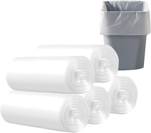 100 Count Small Trash Bags - 4 Gallon Clear Garbage Bags - Strong, Leakage-Free, Unscented Thick for Bathroom, Office,