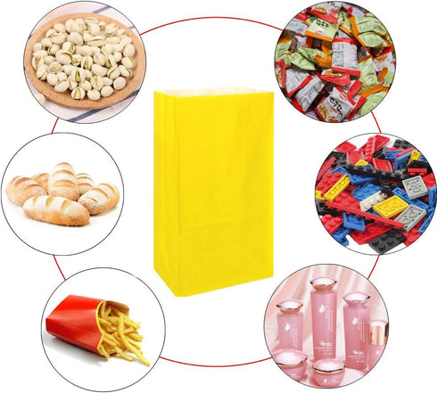 KEYYOOMY Mini Yellow Paper Bags, 24 CT Small Party Favor Goodie Bags, Paper Lunch Bag (3.5 X 2.4 X 7.1 In)