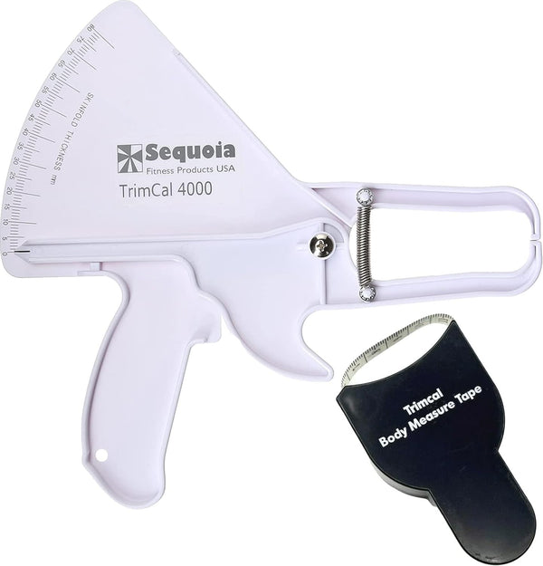 Sequoia Fitness Trimcal 4000 Body Fat Caliper with Body Measure Tape & Fat% Chart, White & Black