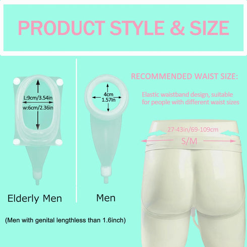 Sinlxcoy 2 Wearable Condom Catheter Urine Collection Bag Portable Urinals for Men, Leak-Proof Reusable Silicone