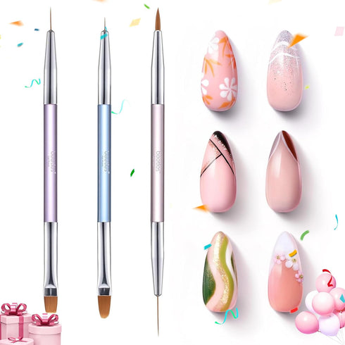 Beetles 3 Pcs Gel Nail Art Brushes Set, Gel Polish Design Pen Painting Tools for DIY Manicure
