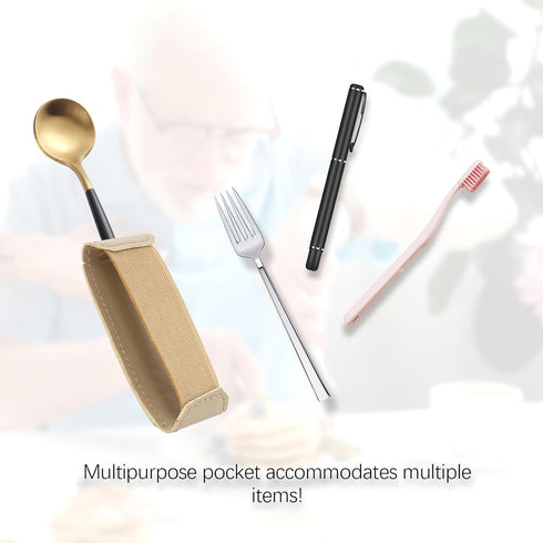 Universal Cuff for Utensil Spoon Fork, Leather ADL Cuff with Elastic Strap for Weak Grip, Tremors