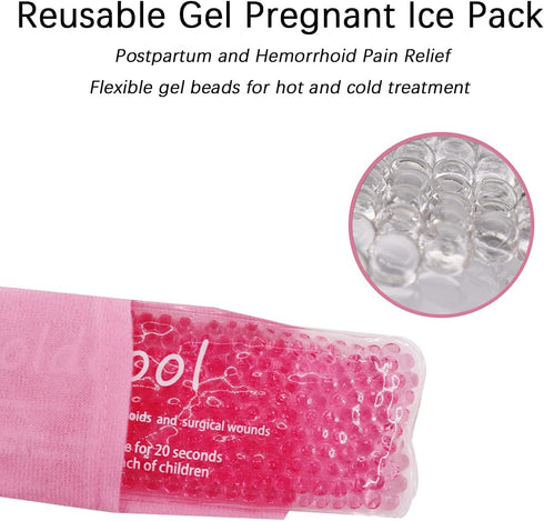 Perineal Cold Packs, Reusable Perineal Cooling, Pad Postpartum and Hemorrhoid Pain Relief, Hot & Cold Packs for Women After Pregnancy and Delivery(2 Pcs+3 Washable Sleeves/10X2.4in) (perineal pink-2)