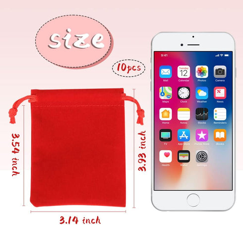 Shintop 10 Pack Velvet Drawstring Bags for Christmas Wedding Gift Bags, Velvet Cloth Jewelry Pouches (2.75” x 3.54”,