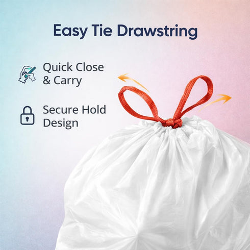 Rayverion 4 40 Count Gallon Drawstring Trash Bags, White Lavender Fields Scent, Small Garbage Bags with Easy Tie