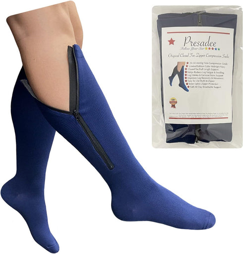 Original Navy 20-30 mmHg Firm Compression Leg Sock - Closed Toe, Men Women, 1 Pair (4X-Large)