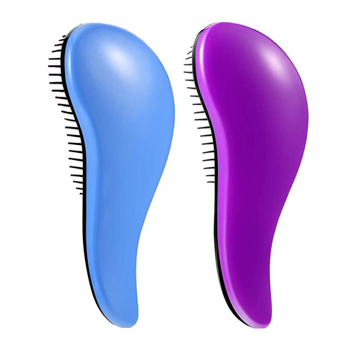 WYNK Detangling Brush 2-Pack for Adults & Kids, Blue & Purple Hairbrush for Curly/Thick/Wet Hair