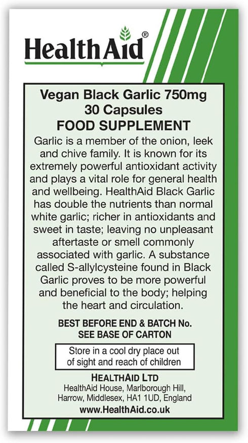 HealthAid 30 750 Black Garlic Vegicaps mg