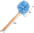 Loofah Back Scrubber for Shower, Soft Nylon Mesh Bath Sponge with Wooden Long Handle, Exfoliating Luffa Pouf (Blue)