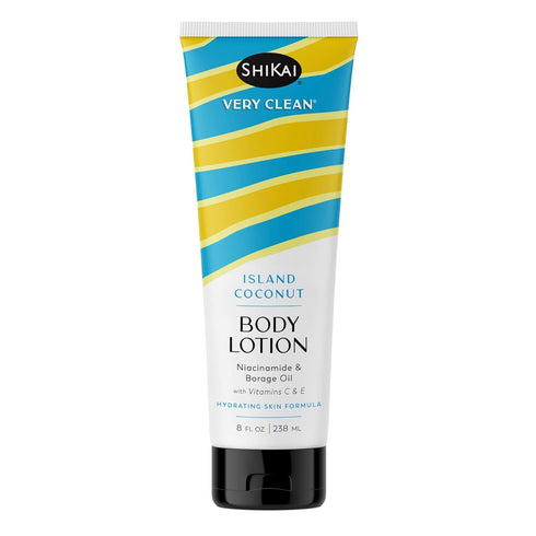 ShiKai Very Clean Body Lotion (Island Coconut, 8 oz) | Hydrating Moisturizer for Dry Skin with Niacinamide, Borage Oil,