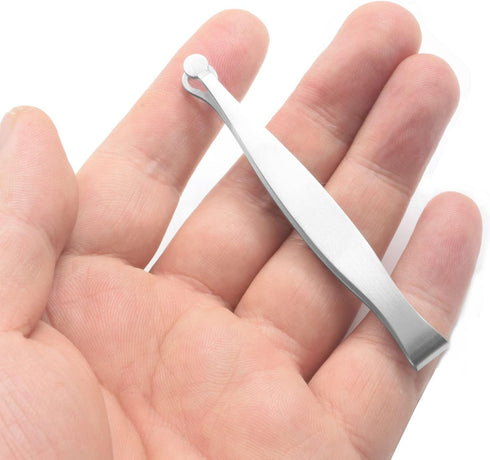 Precision Nose Hair Tweezer, Stainless Steel Round Head Grooming Scissor for Safely Trim Nose and Ears (Silver A)