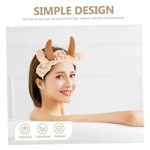 2 Pcs Animal Face Wash and Hair Bundle, Cow Headband Spa Hairband for Women, Skincare Headbands