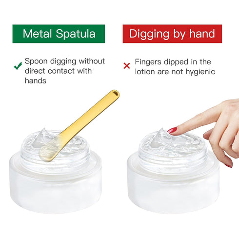 Tekson Metal Cosmetic Skincare Spatula, Mini Reusable Scoop for Cream, Lotions, Moisturizers (Rose Gold, Gold, Silver)