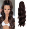 KETHBE 24 Inch Long Body Wave Ponytail Hair Extension, Synthetic Heat Resistant Wrap Around Drawstring Curly Wavy