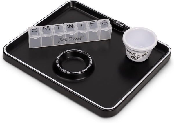 Pill Corral Home Medication Management Tray, Anti-Roll Design for Daily Pills and Pill Organizers