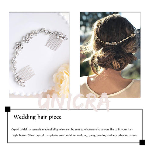 Unicra Wedding Hair Combs Bridal Headpieces, Crystal Wedding Hair Accessories for Brides (Silver)