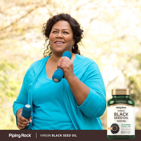 Piping Rock Black Seed Oil Pills | 1000mg | 60 Softgels | Cold Pressed, Non-GMO, Gluten Free Supplement