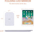 LED Foldable Travel Makeup Mirror, 5x7 inches, 3 Colors Light Modes, USB Rechargeable Touch Screen (White)