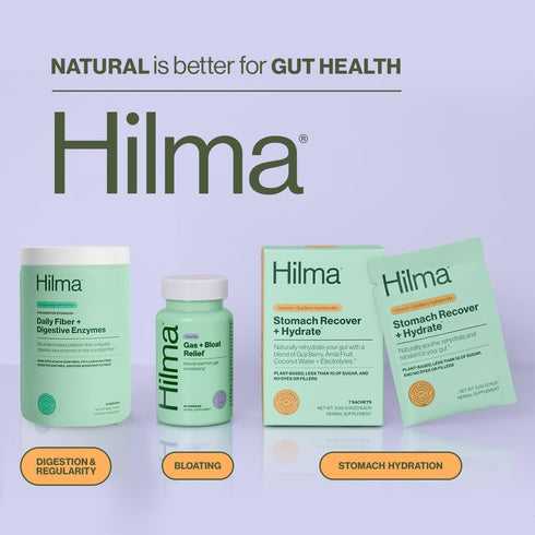Hilma Daily Fiber + Digestive Enzymes – Fiber Supplement Powder with Prebiotics & Enzymes, 30 Servings