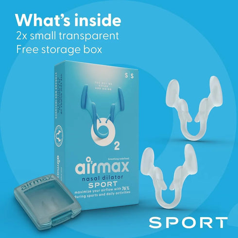 Airmax Sport Nasal Dilator - Small Breathing Aids for Fitness, Running, Pilates - Transparent Two-Pack