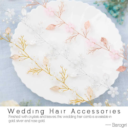 Rose Gold Wedding Headpiece, Flower Hair Vine, Pearl Bridal Crystal Headband for Women