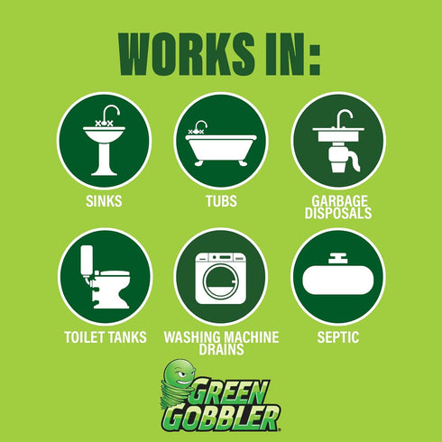 Green Gobbler Drain Cleaner & Deodorizer, FRESH SCENT Sticks for Toilet Tanks, Sinks, and Drains - 24 Pieces