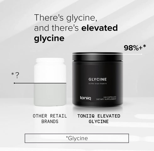 Toniiq Glycine Supplements 1300mg - 240 Vegetarian Capsules, 120 Servings, Ultra High Strength, Tested Purity for